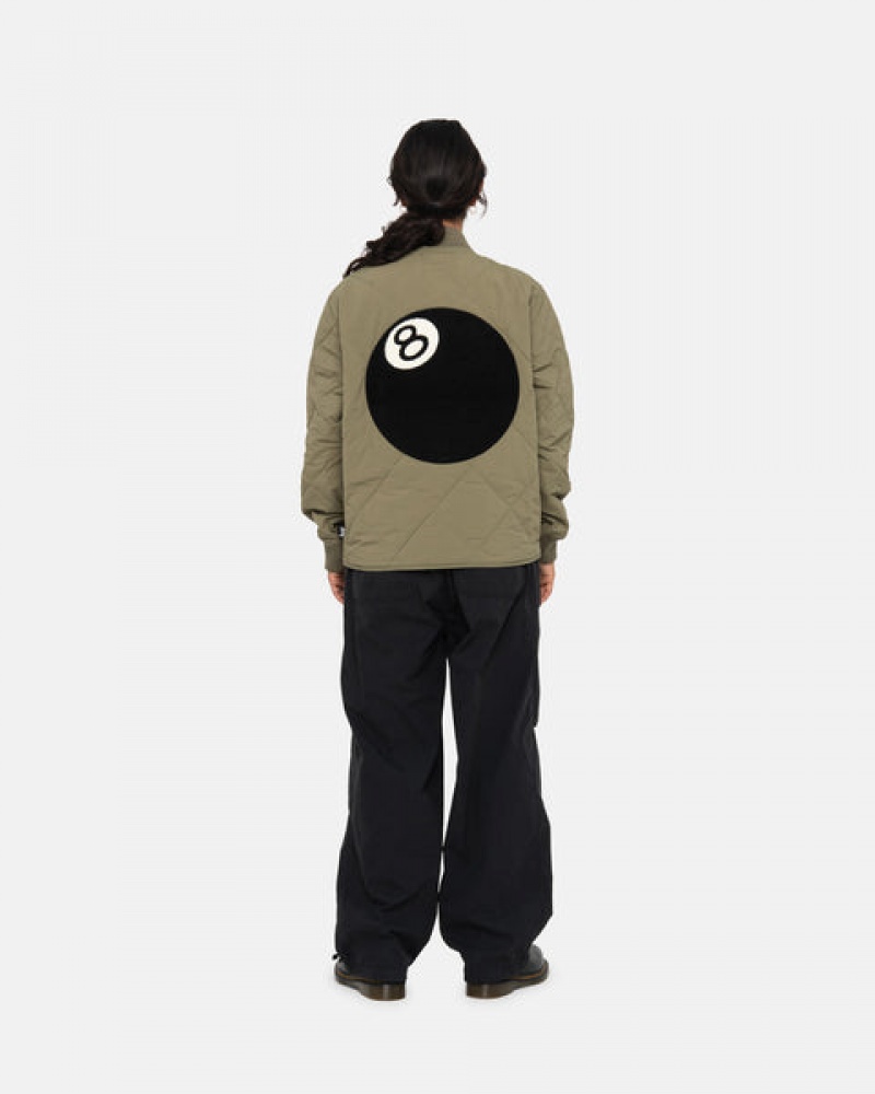 Women's Stussy 8 Ball Quilted Liner Jackets Olive Ireland | EUZ-4056