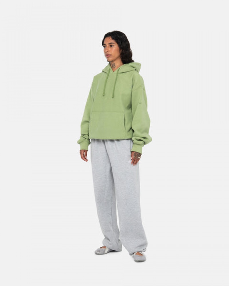 Women's Stussy Back Hood Applique Hood Sweatshirts Green Ireland | JHW-2709