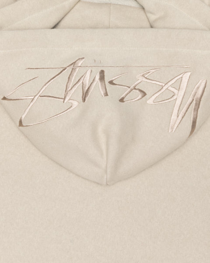 Women's Stussy Back Hood Applique Hood Sweatshirts Khaki Ireland | ARX-7332