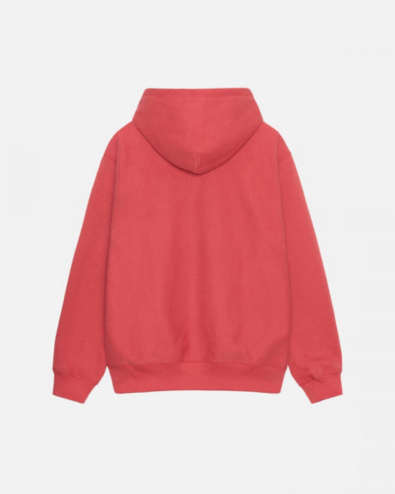 Women's Stussy Basic Applique Hood Sweatshirts Red Ireland | SNI-7440