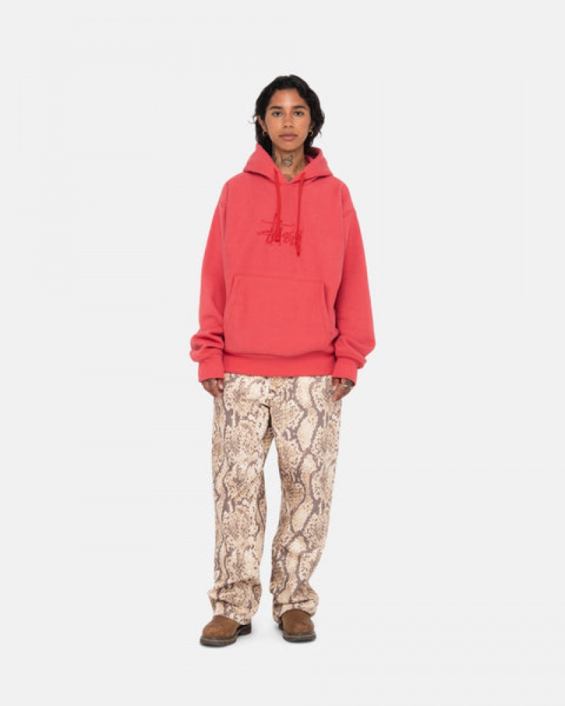 Women's Stussy Basic Applique Hood Sweatshirts Red Ireland | SNI-7440