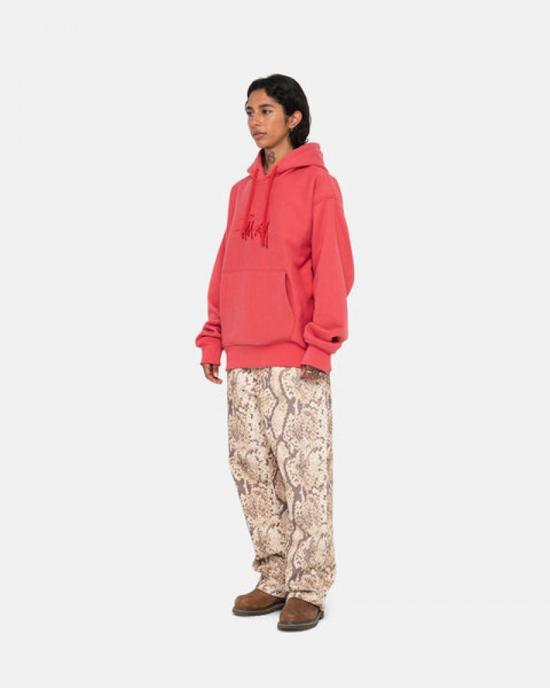 Women's Stussy Basic Applique Hood Sweatshirts Red Ireland | SNI-7440