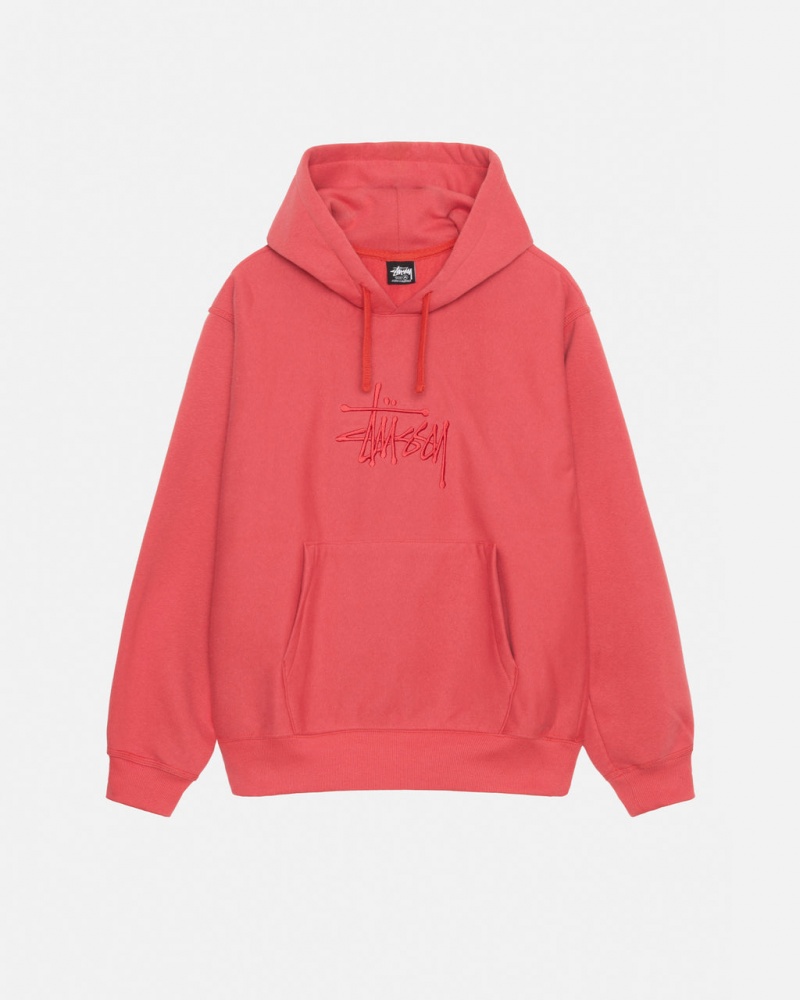 Women\'s Stussy Basic Applique Hood Sweatshirts Red Ireland | SNI-7440