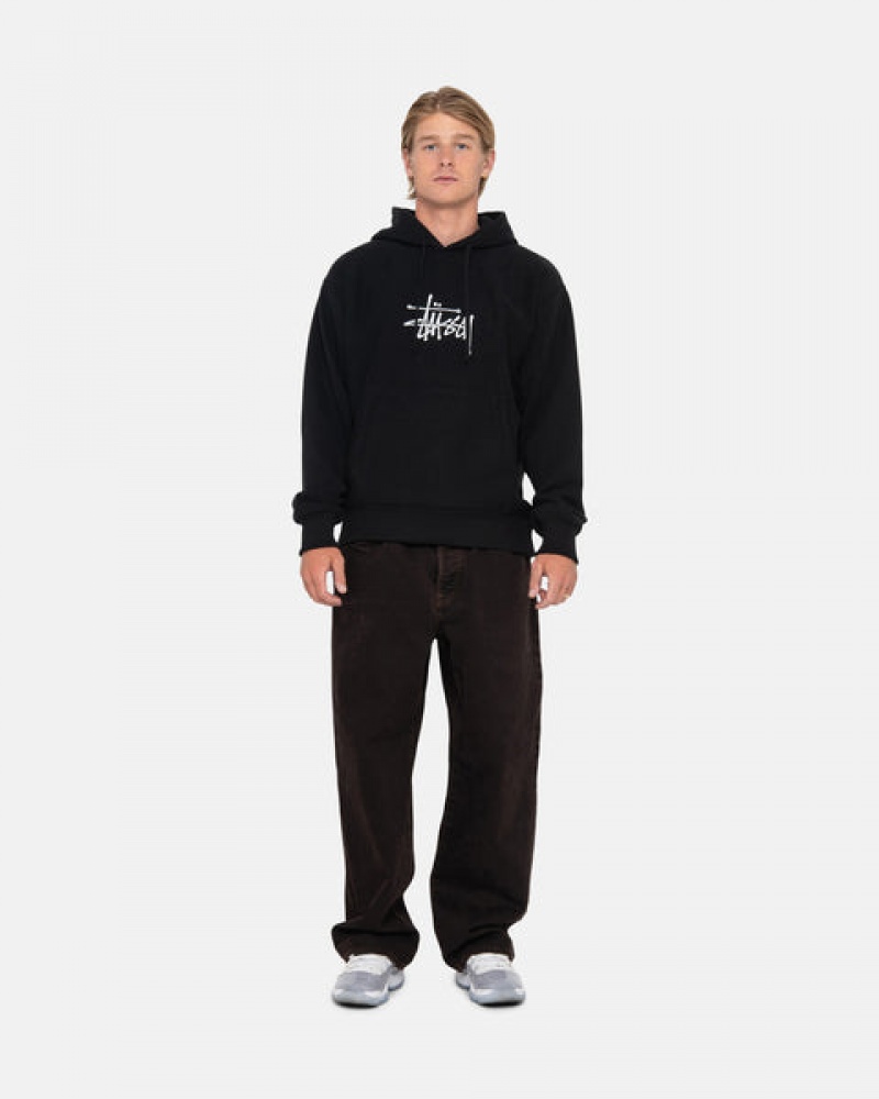 Women's Stussy Basic Applique Hoodie Black Ireland | JRU-9849