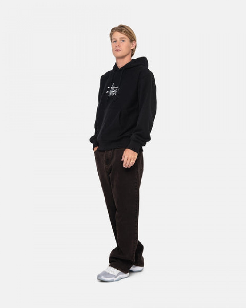 Women's Stussy Basic Applique Hoodie Black Ireland | JRU-9849