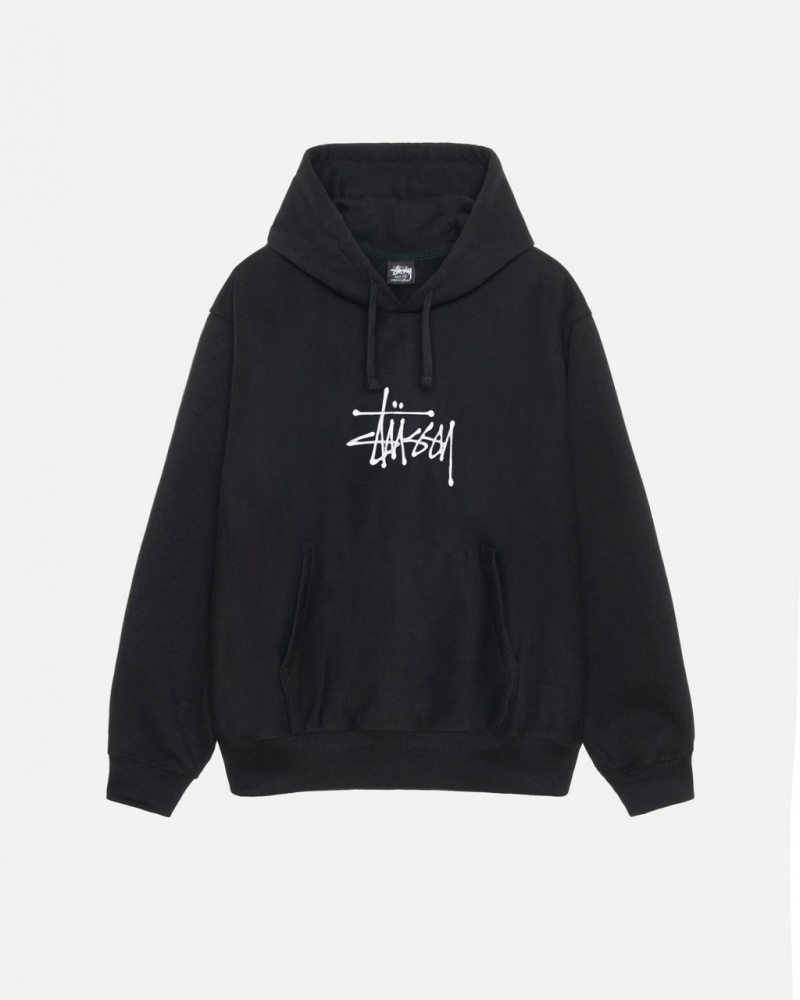 Women\'s Stussy Basic Applique Hoodie Black Ireland | JRU-9849