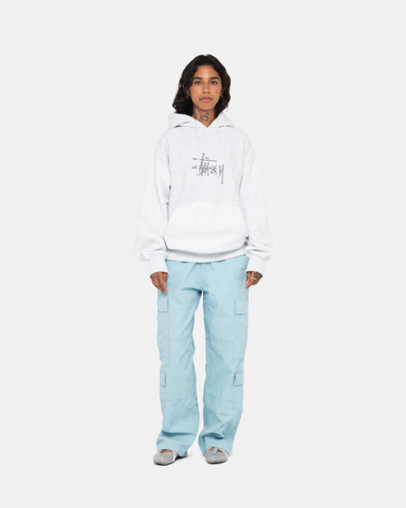 Women's Stussy Basic Applique Hoodie Grey Ireland | XKT-1739