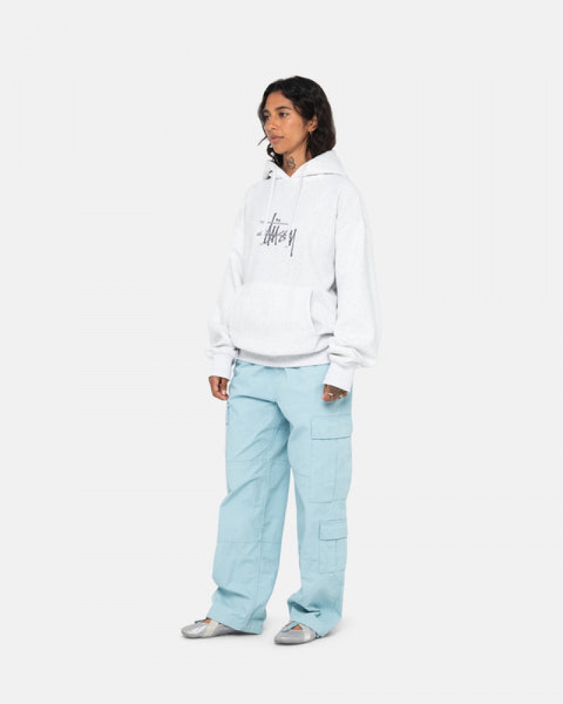 Women's Stussy Basic Applique Hoodie Grey Ireland | XKT-1739