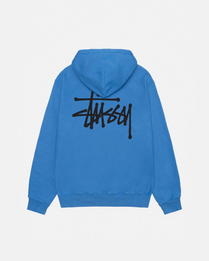 Women's Stussy Basic Stussy Hoodie Pigment Dyed Hoodie Blue Ireland | GSD-8137