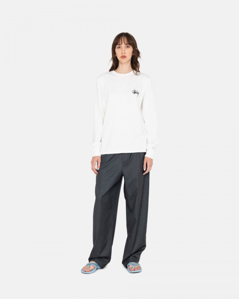 Women's Stussy Basic Stussy Ls Tees White Ireland | JFH-5952