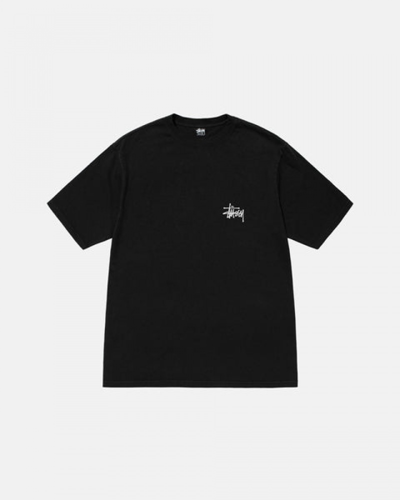 Women's Stussy Basic Stussy Pigment Dyed Tees Black Ireland | HIN-8078