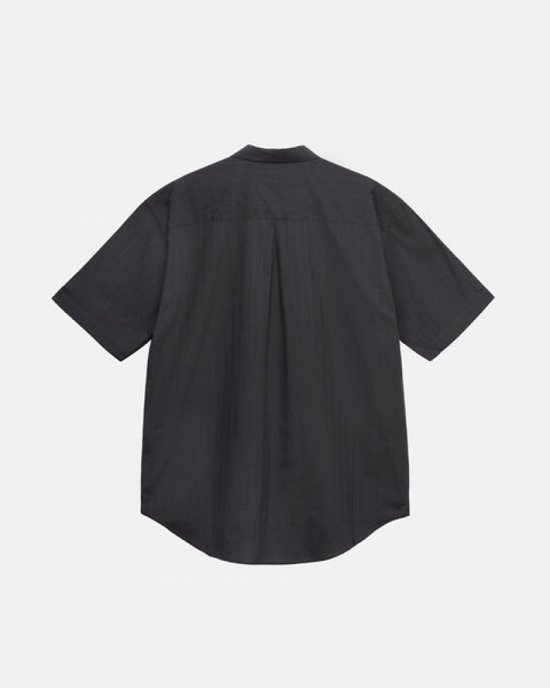 Women's Stussy Boxy Striped Shirts Black Ireland | GLI-6099