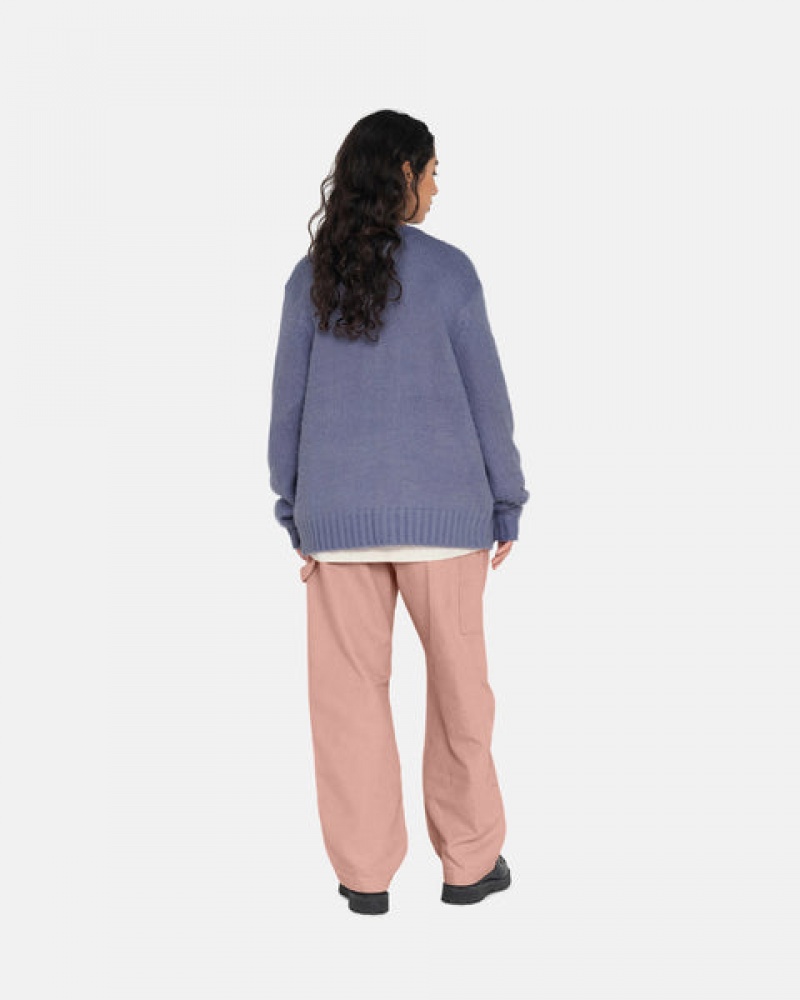 Women's Stussy Brushed Cardigan Sweaters Purple Ireland | LSG-8901