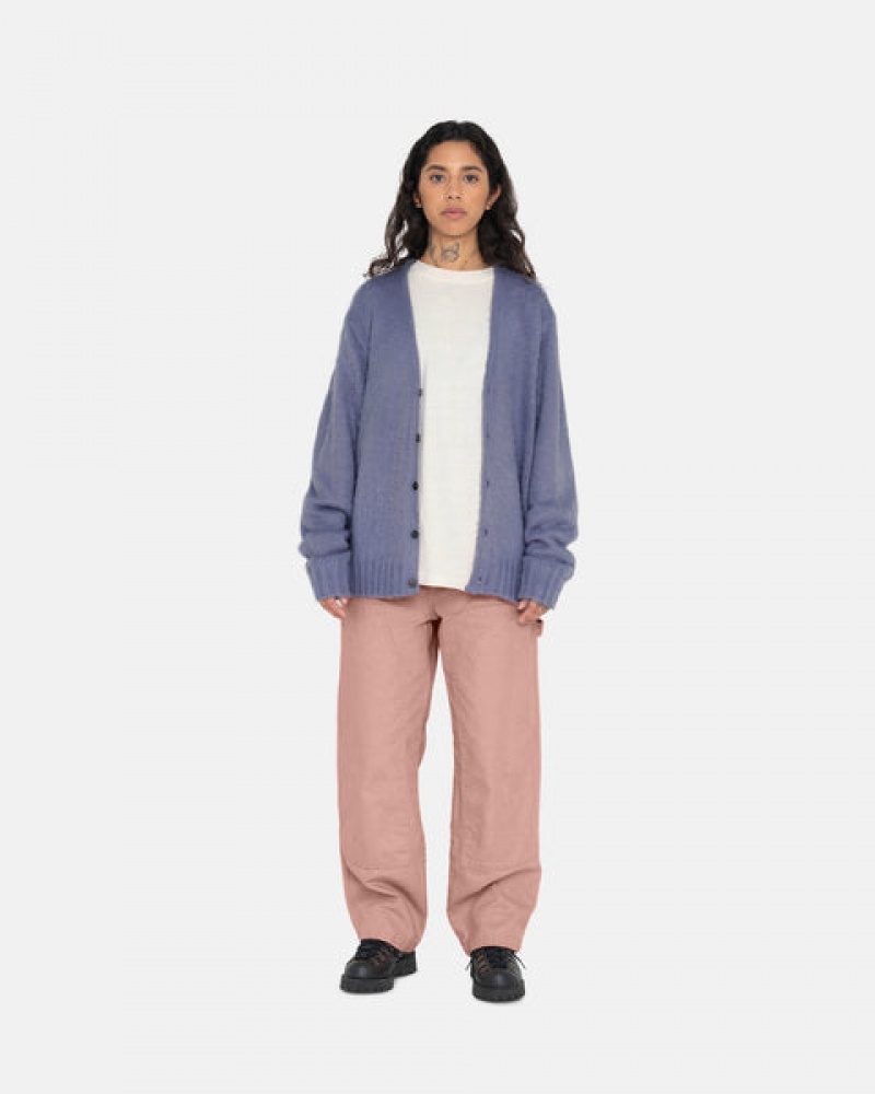 Women's Stussy Brushed Cardigan Sweaters Purple Ireland | LSG-8901