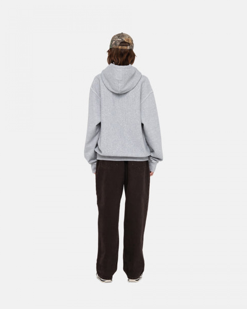 Women's Stussy Contrast Stitch Label Hoodie Grey Ireland | LCZ-6711