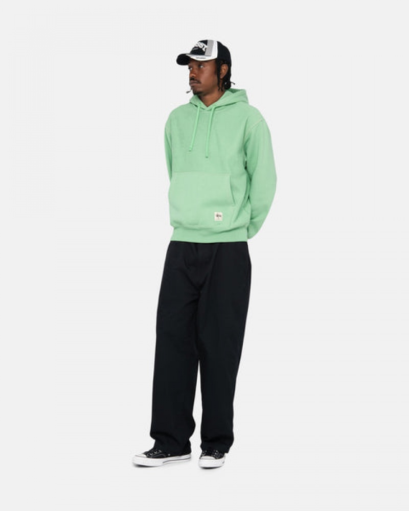 Women's Stussy Contrast Stitch Label Hood Sweatshirts Green Ireland | NZB-5834