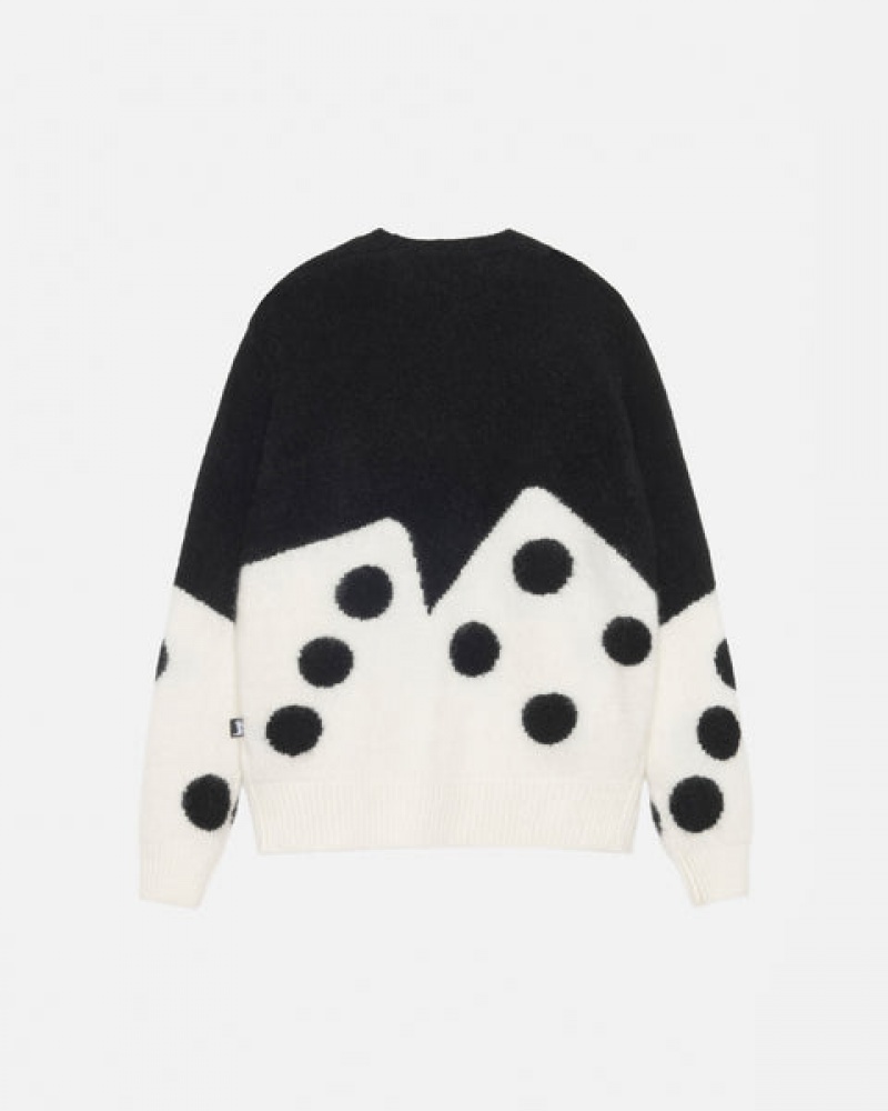 Women's Stussy Dice Fuzzy Crew Sweaters Black Ireland | VUO-8047