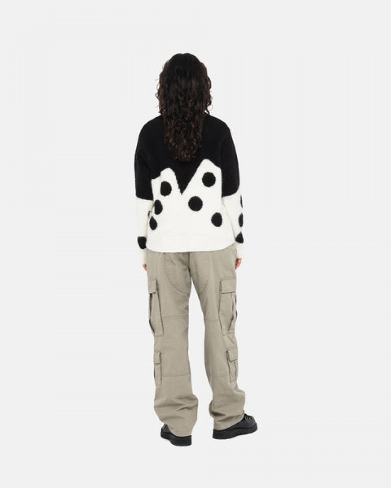 Women's Stussy Dice Fuzzy Crew Sweaters Black Ireland | VUO-8047