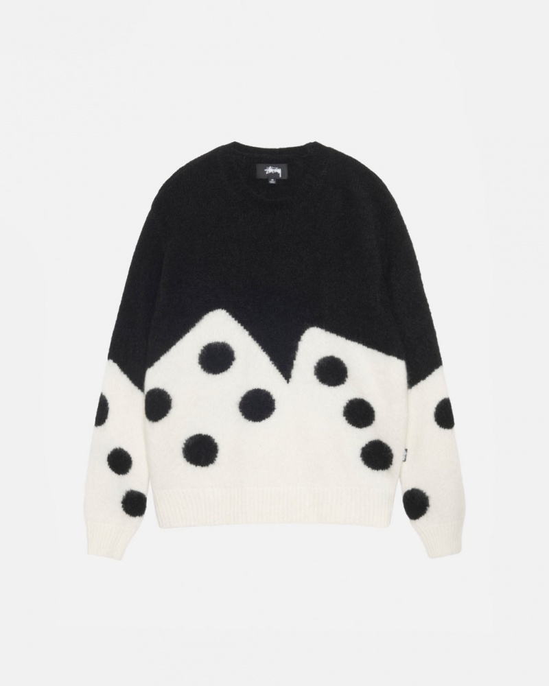 Women\'s Stussy Dice Fuzzy Crew Sweaters Black Ireland | VUO-8047