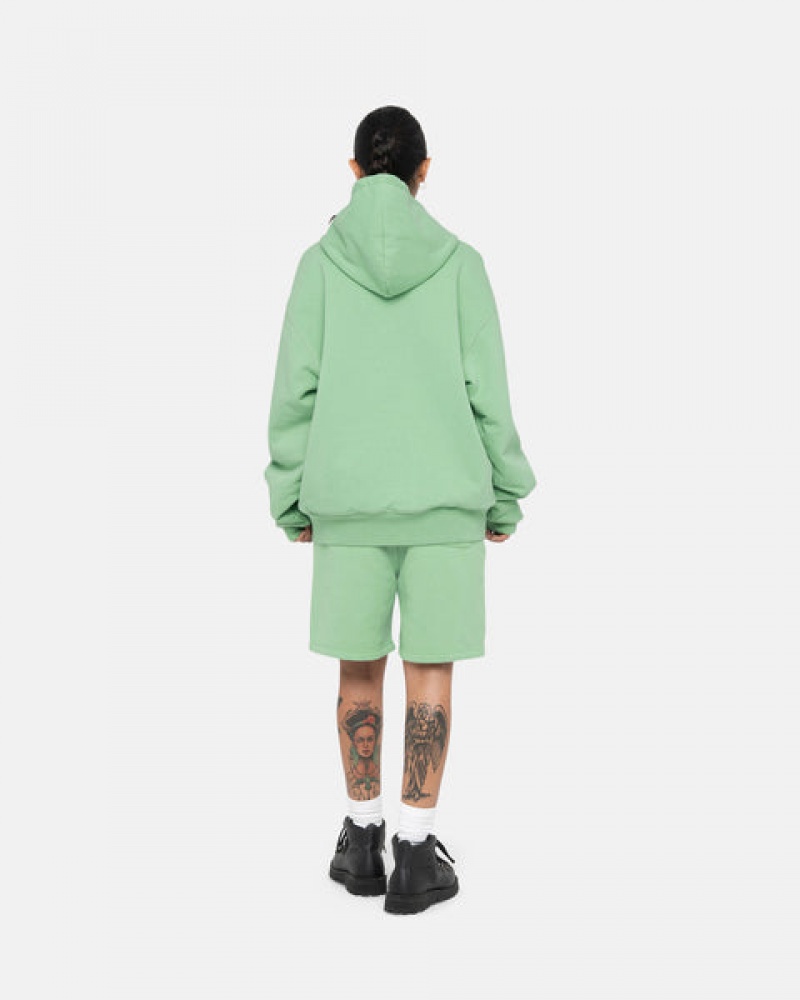 Women's Stussy Double Face Label Zip Hoodie Green Ireland | XYS-9862