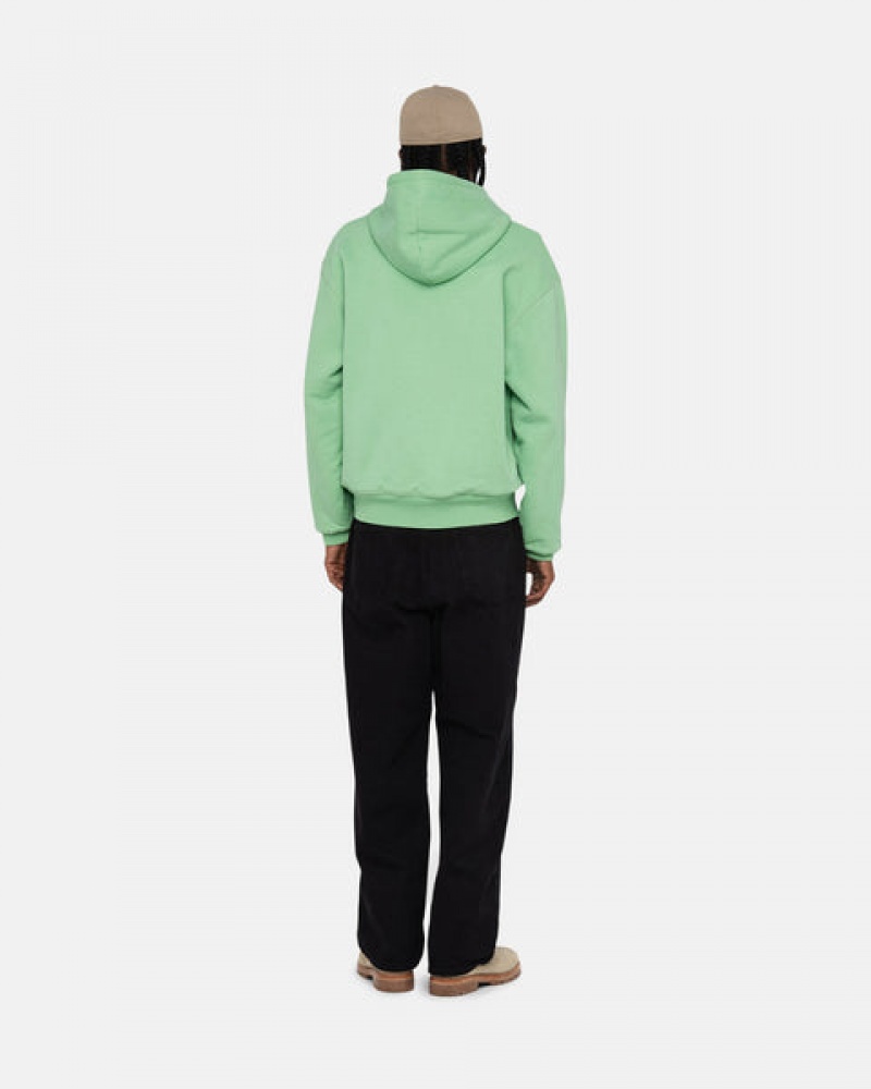 Women's Stussy Double Face Label Zip Hoodie Green Ireland | XYS-9862