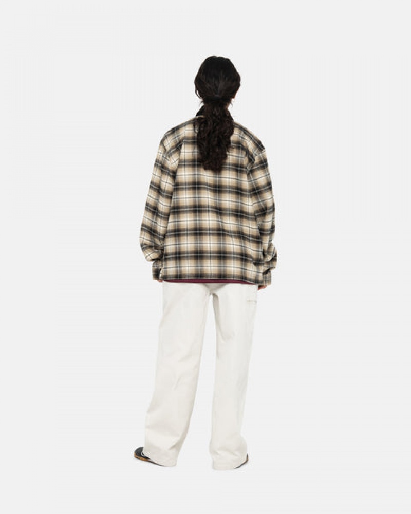 Women's Stussy Frank Plaid Zip Shirts Dark Grey Ireland | MPA-8247