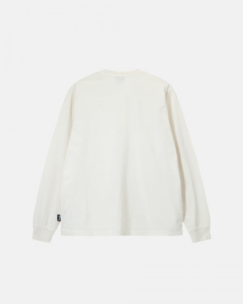 Women's Stussy Heavyweight Pigment Dyed Ls Crew Tops Beige Ireland | WQQ-8485