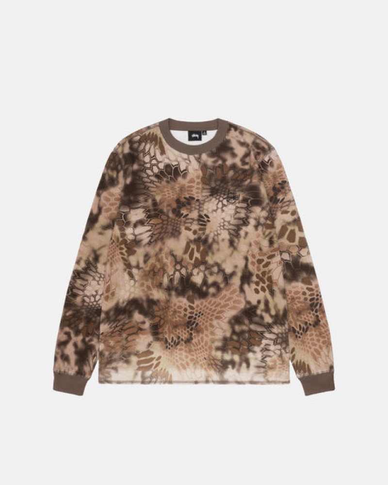 Women's Stussy Kryptek Camo LS Thermal Tops Brown Ireland | NZP-2592