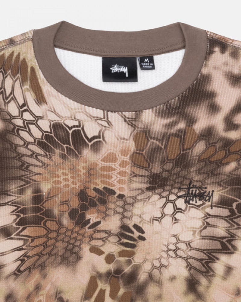 Women's Stussy Kryptek Camo LS Thermal Tops Brown Ireland | NZP-2592