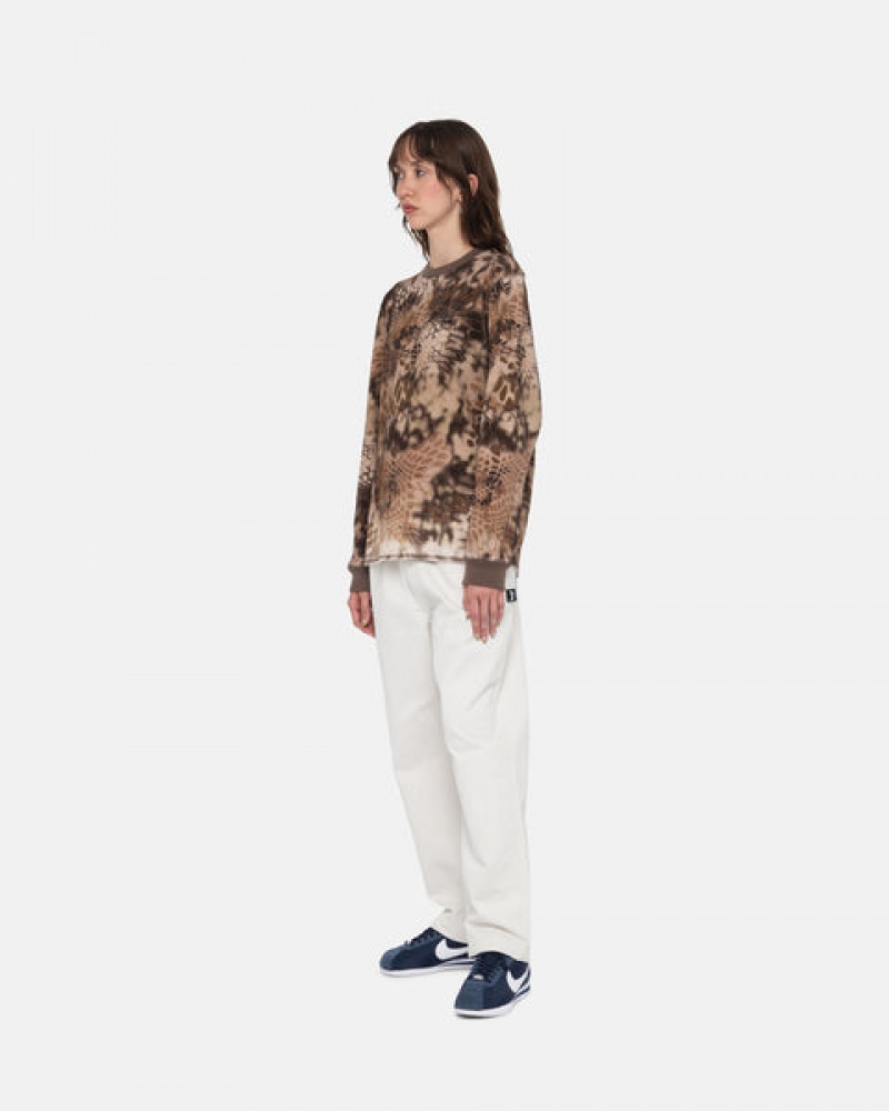 Women's Stussy Kryptek Camo LS Thermal Tops Brown Ireland | NZP-2592