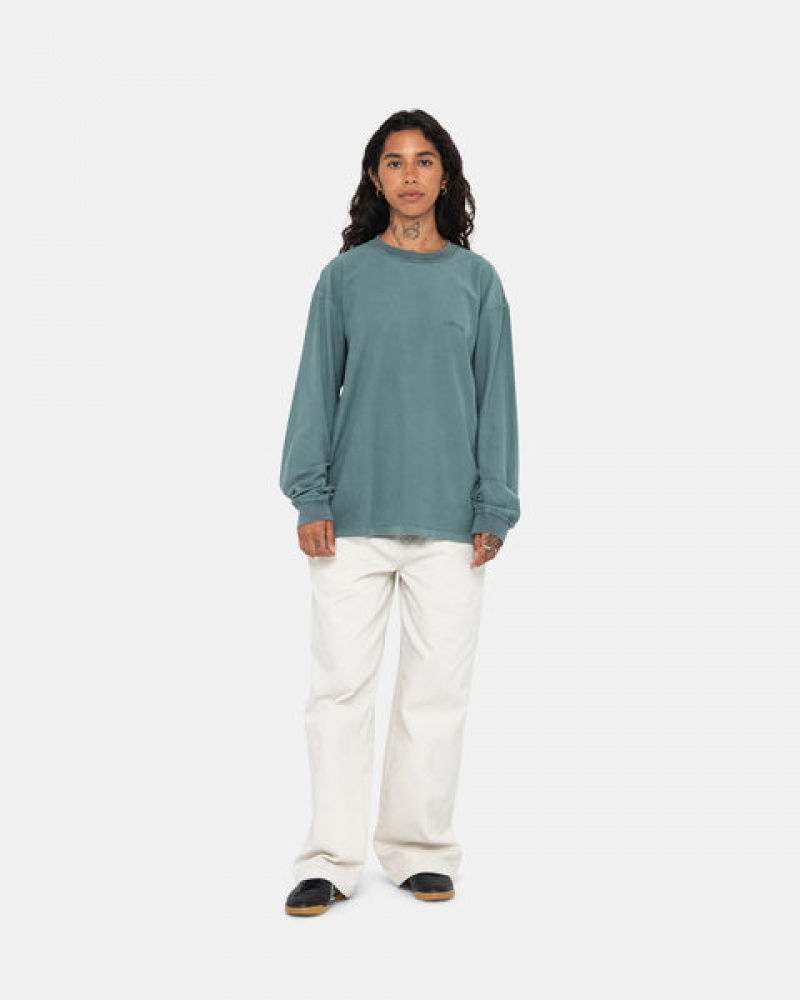 Women's Stussy Lazy Ls Tees Turquoise Ireland | FDC-5355