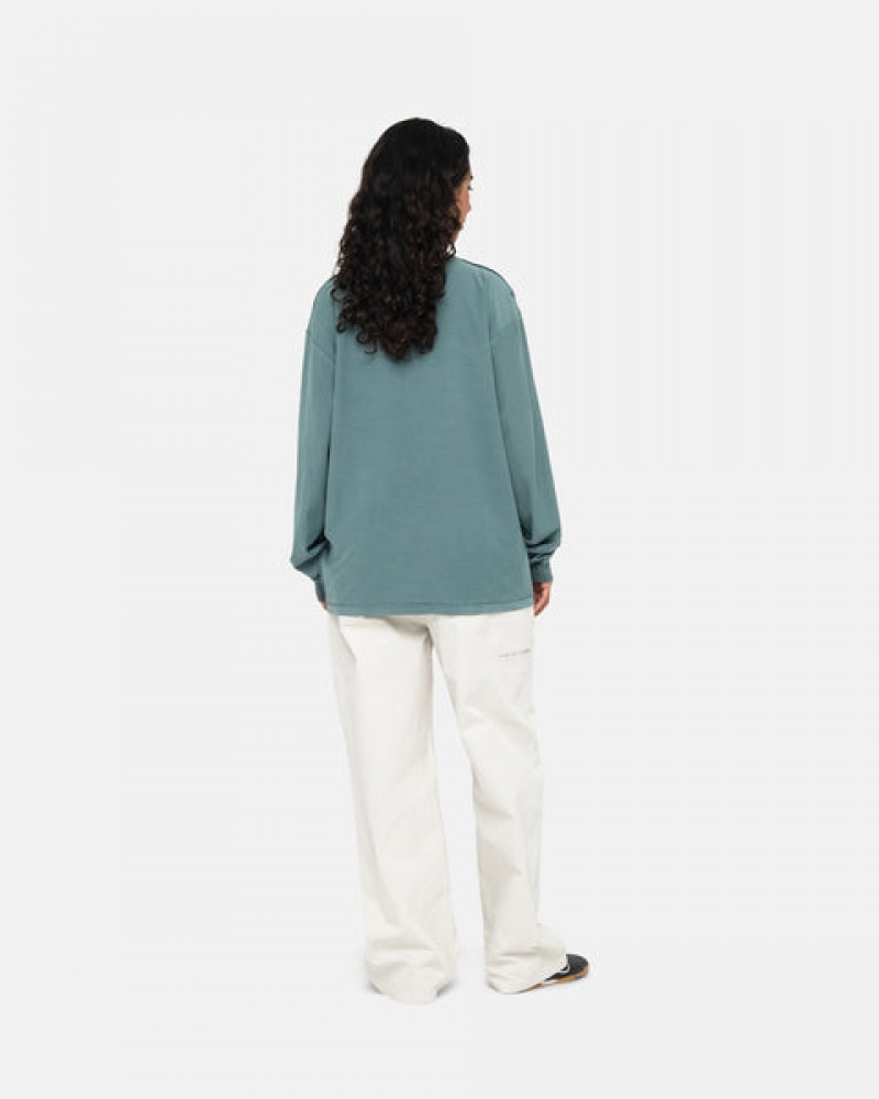 Women's Stussy Lazy Ls Tees Turquoise Ireland | FDC-5355