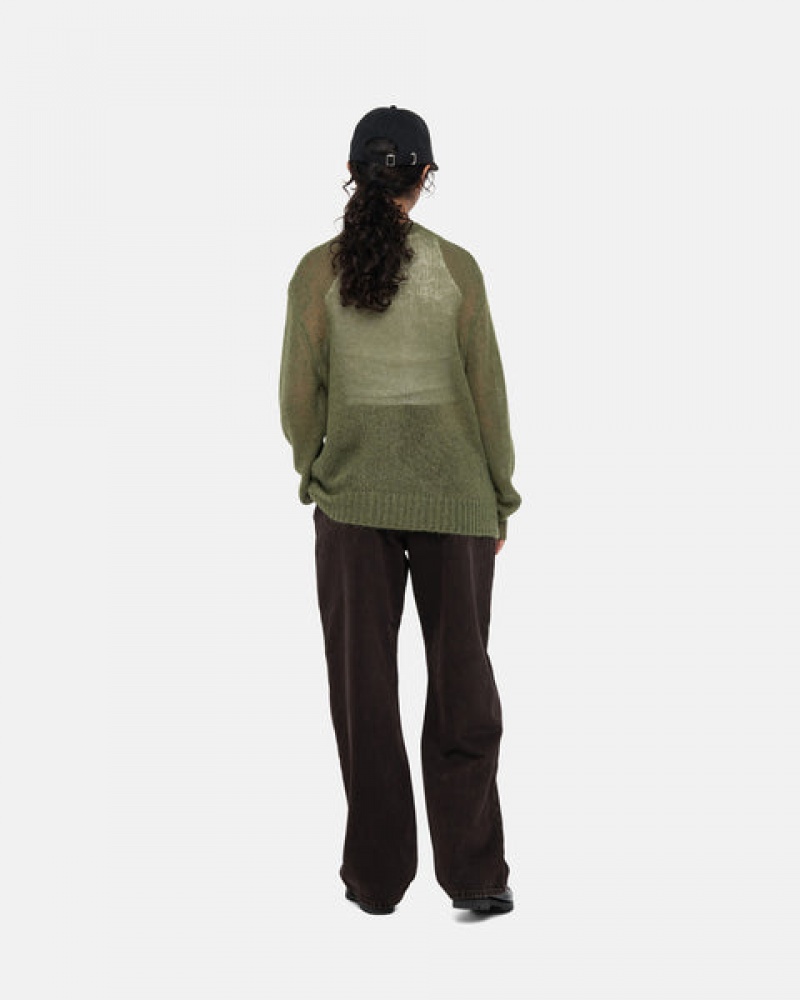 Women's Stussy Loose Knit Sweaters Olive Ireland | REH-2988