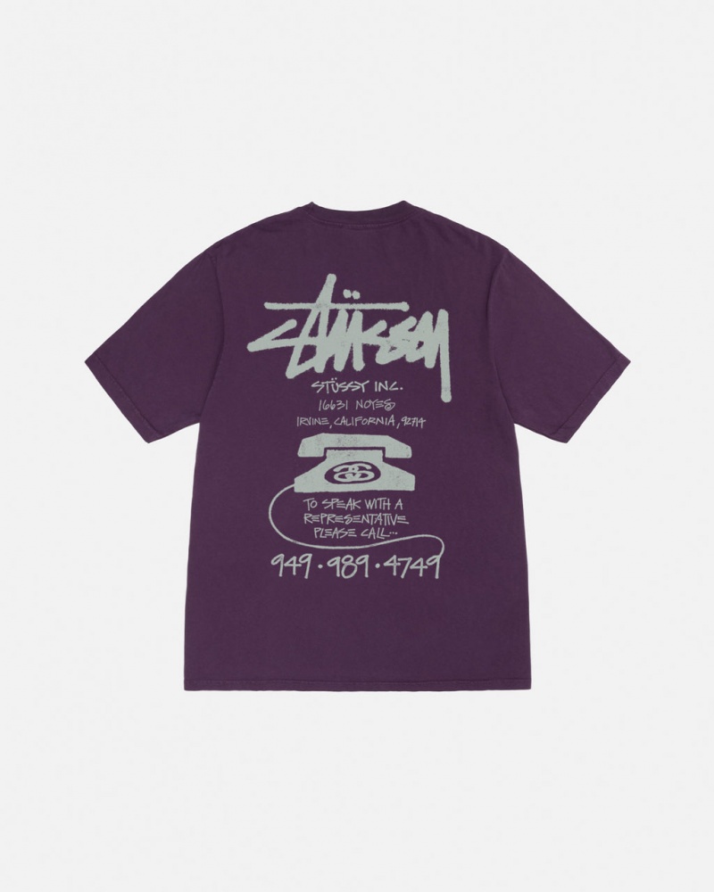 Women\'s Stussy Old Phone Tee Pigment Dyed Tees Purple Ireland | KYY-9322