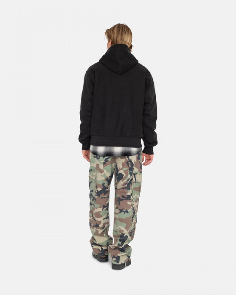 Women's Stussy Overdyed Stock Logo Hoodie Black Ireland | AGW-7243