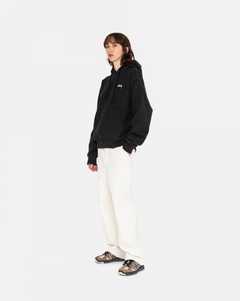 Women's Stussy Overdyed Stock Logo Hoodie Black Ireland | AGW-7243