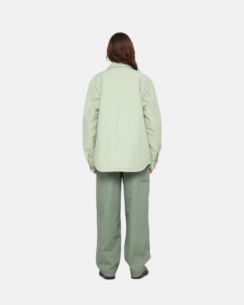 Women's Stussy Padded Tech Over Shirts Green Ireland | BFZ-7199