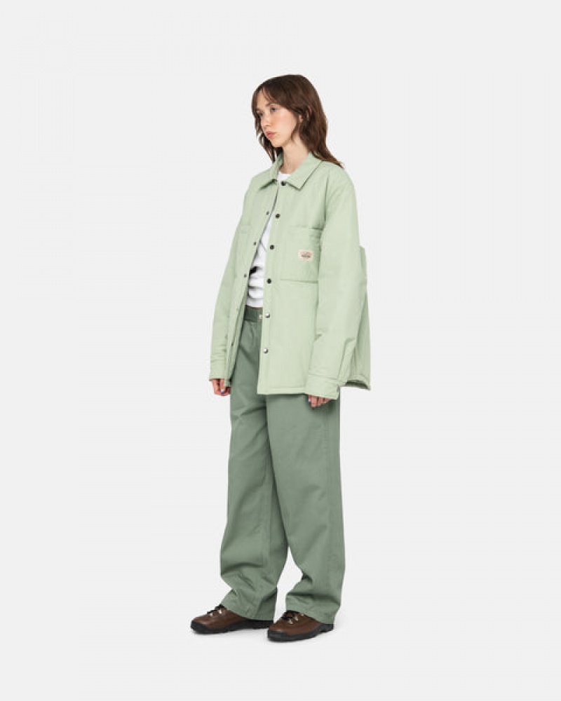 Women's Stussy Padded Tech Over Shirts Green Ireland | BFZ-7199