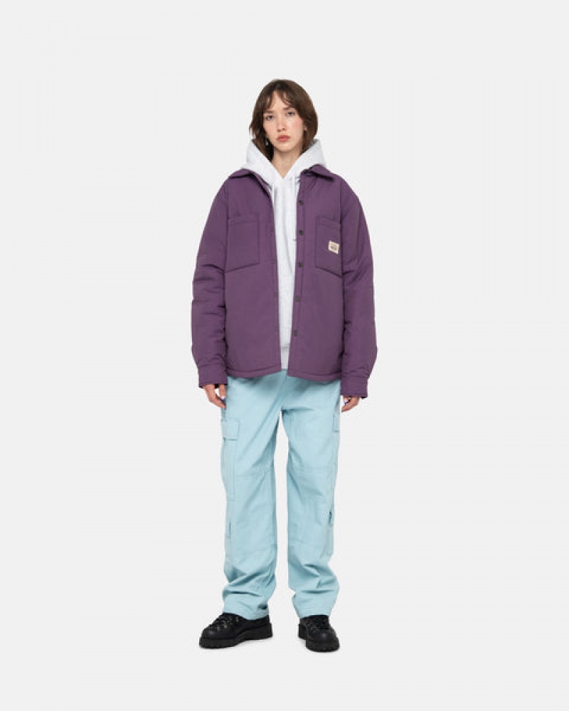 Women's Stussy Padded Tech Over Shirts Purple Ireland | GGH-0017