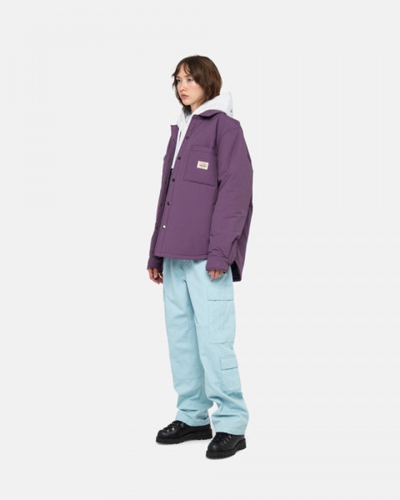 Women's Stussy Padded Tech Over Shirts Purple Ireland | GGH-0017