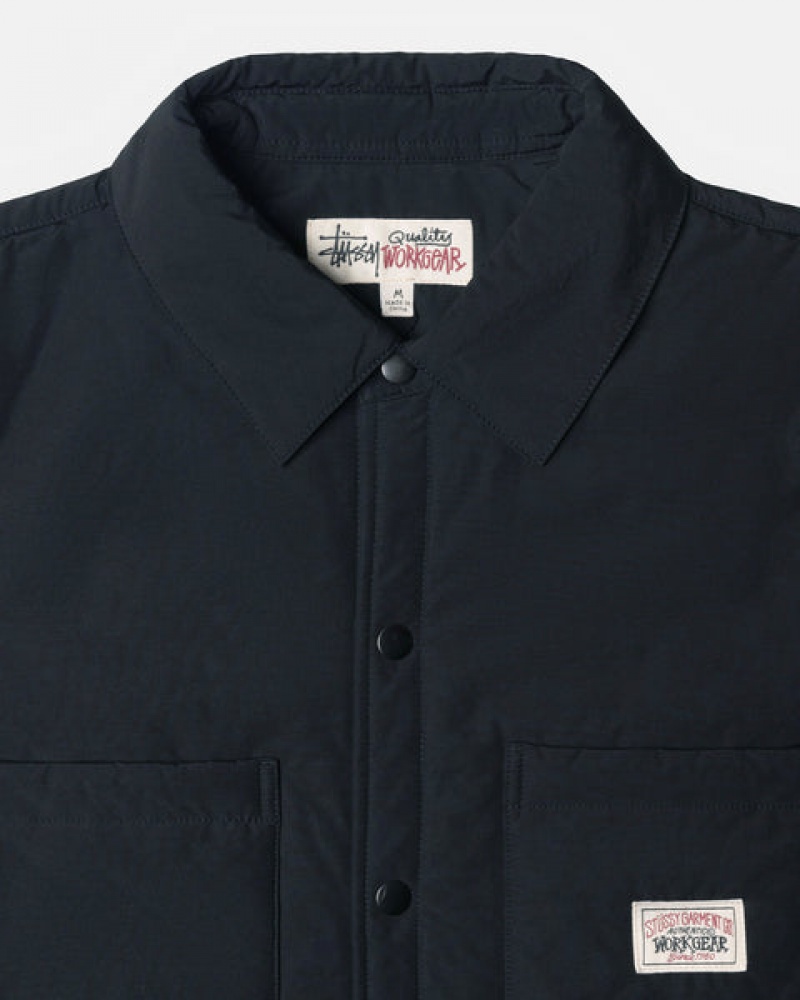 Women's Stussy Padded Tech Over Shirt Jackets Black Ireland | NGF-5536