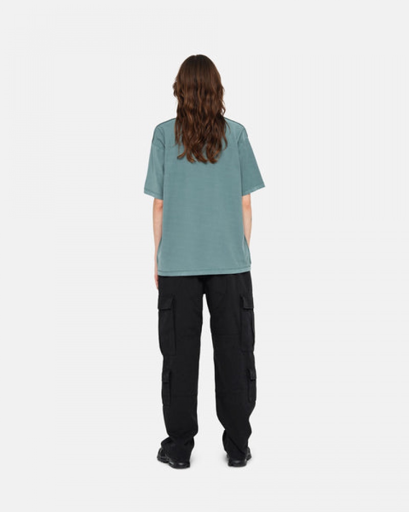 Women's Stussy Pig. Dyed Inside Out Crew Tees Turquoise Ireland | WXY-0216