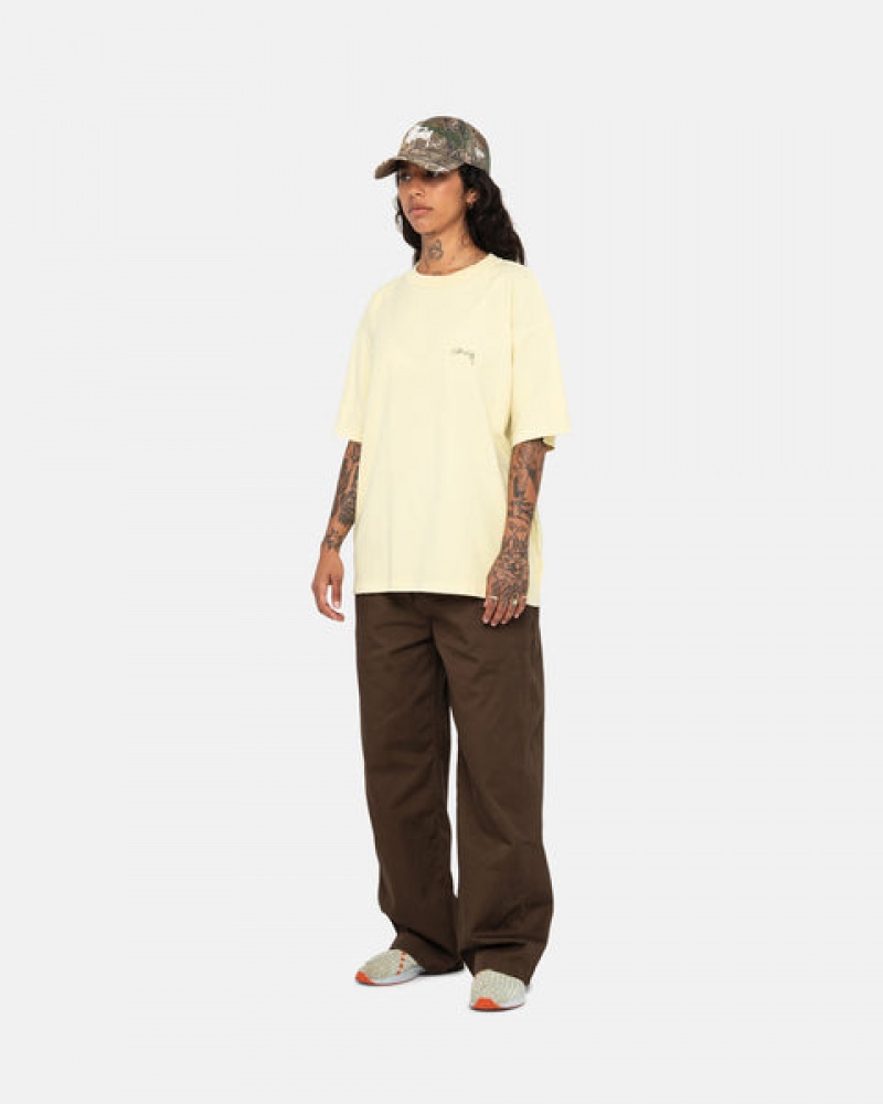 Women's Stussy Pig. Dyed Inside Out Crew Tees Yellow Ireland | PGB-6781