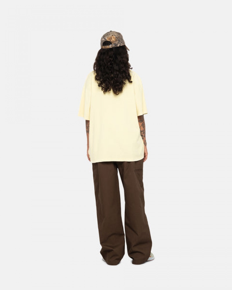 Women's Stussy Pig. Dyed Inside Out Crew Tees Yellow Ireland | PGB-6781