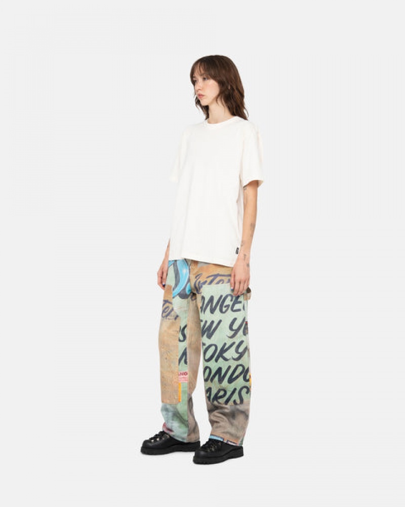 Women's Stussy Pigment Dyed Crew Tees Beige Ireland | QIY-1702