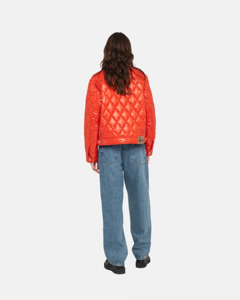 Women's Stussy Ranch Jacket Quilted Nylon Jackets Red Ireland | HHF-0085