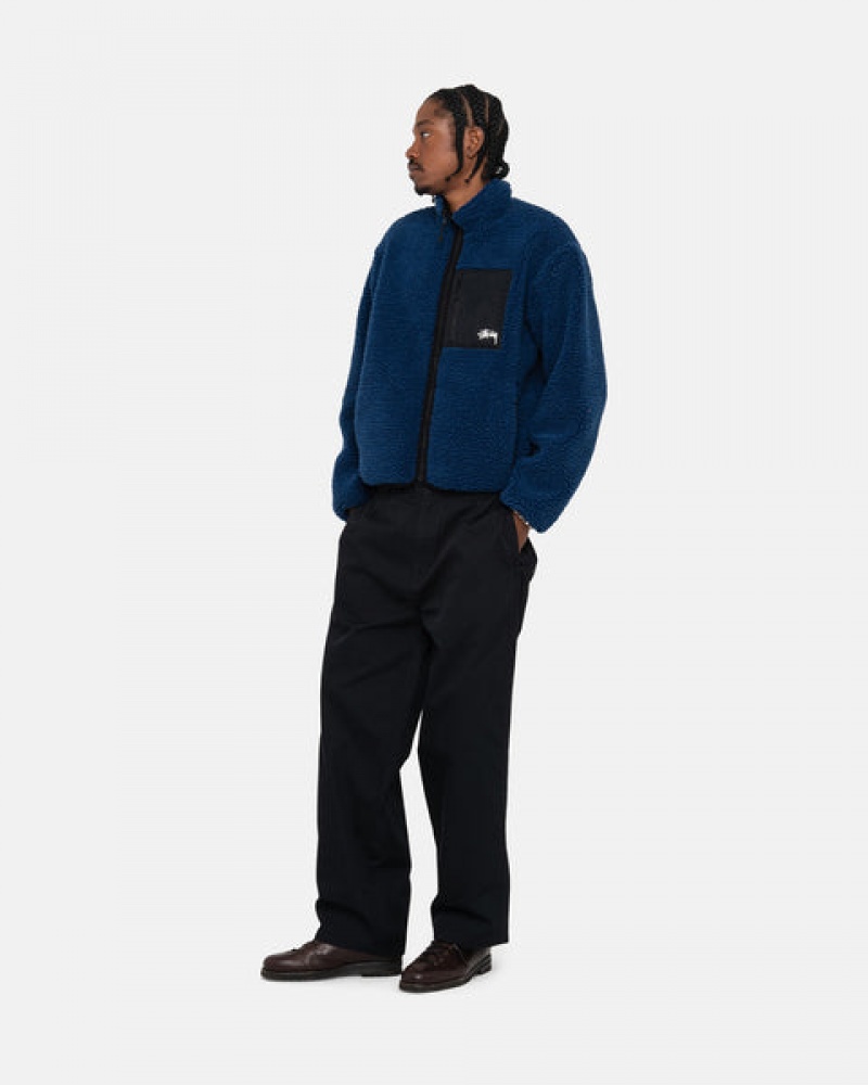 Women's Stussy Sherpa Reversible Jackets Blue Ireland | EWB-0408