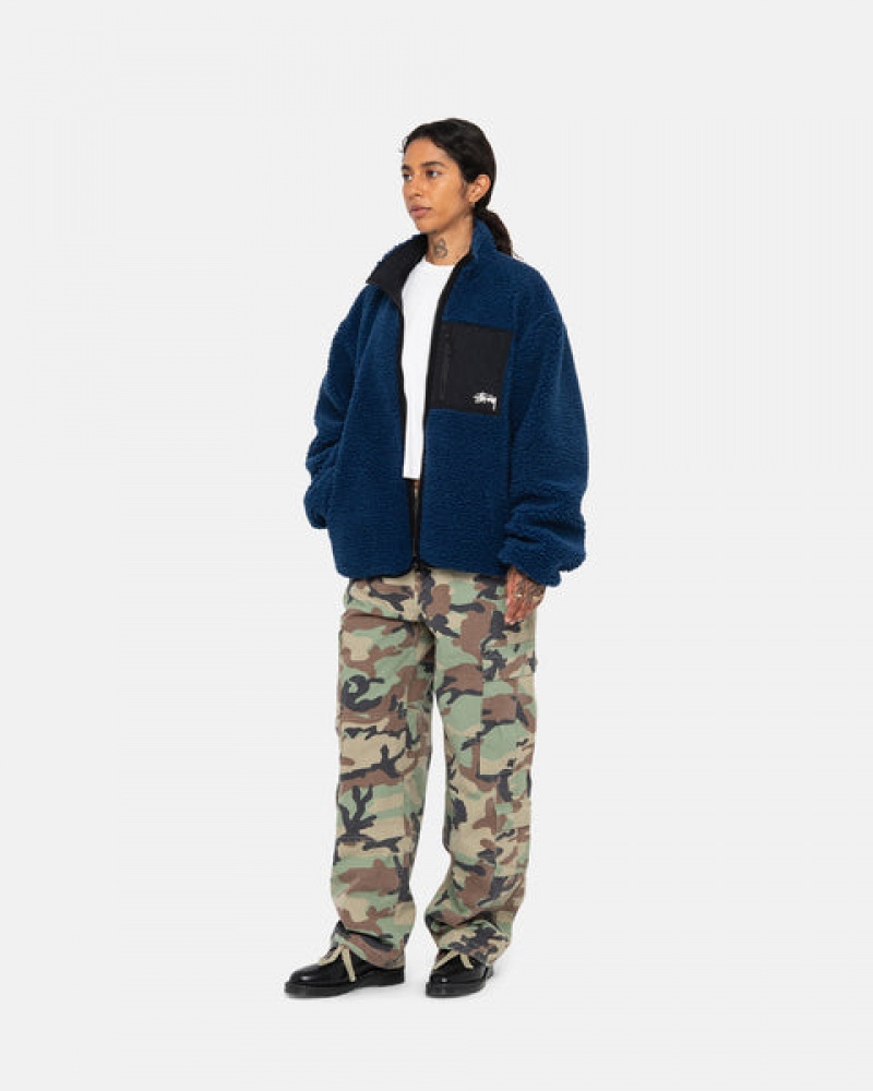 Women's Stussy Sherpa Reversible Jackets Blue Ireland | EWB-0408