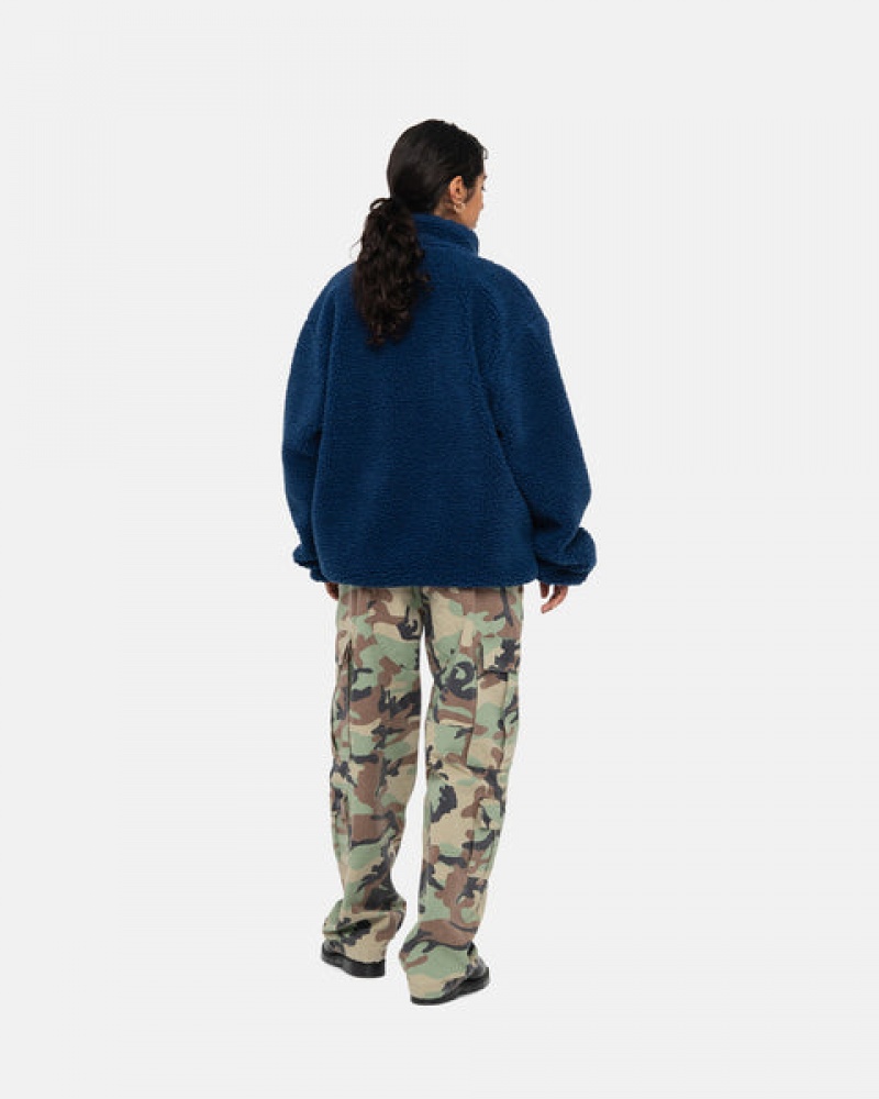 Women's Stussy Sherpa Reversible Jackets Blue Ireland | EWB-0408