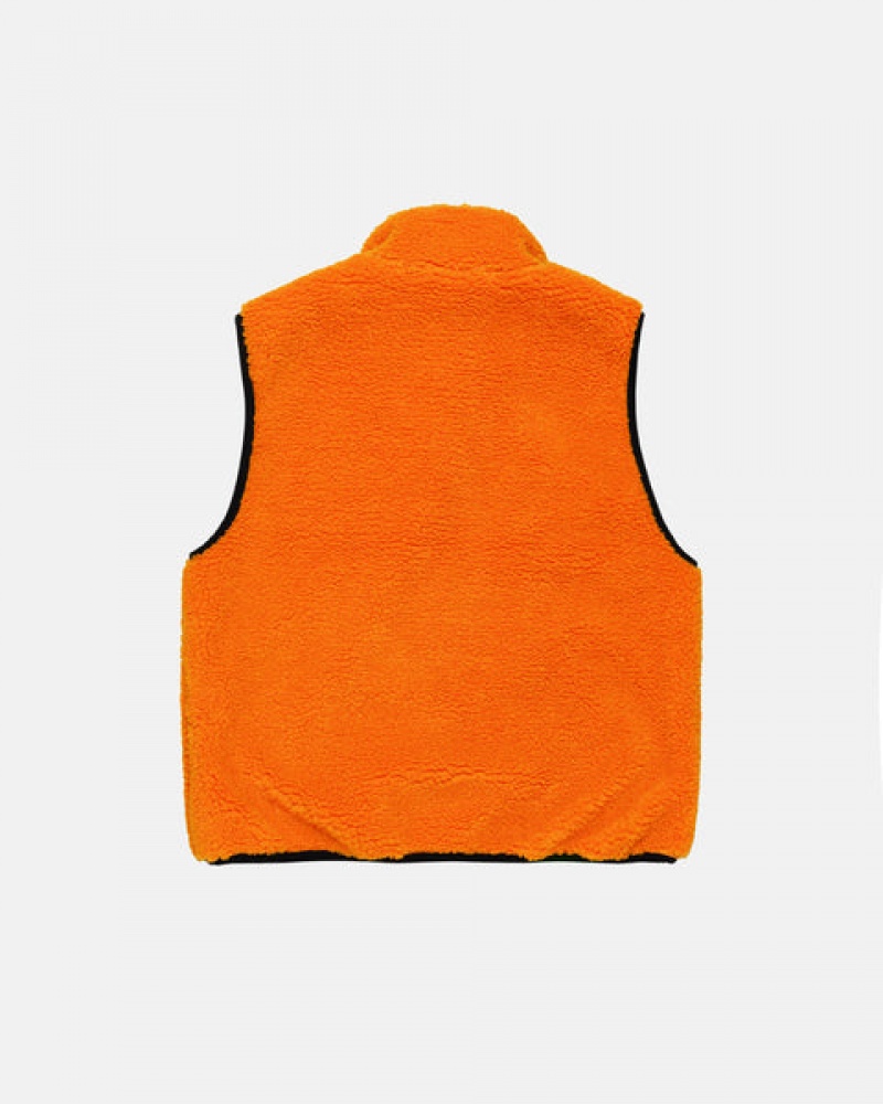 Women's Stussy Sherpa Reversible Vest Yellow Ireland | OGB-9585